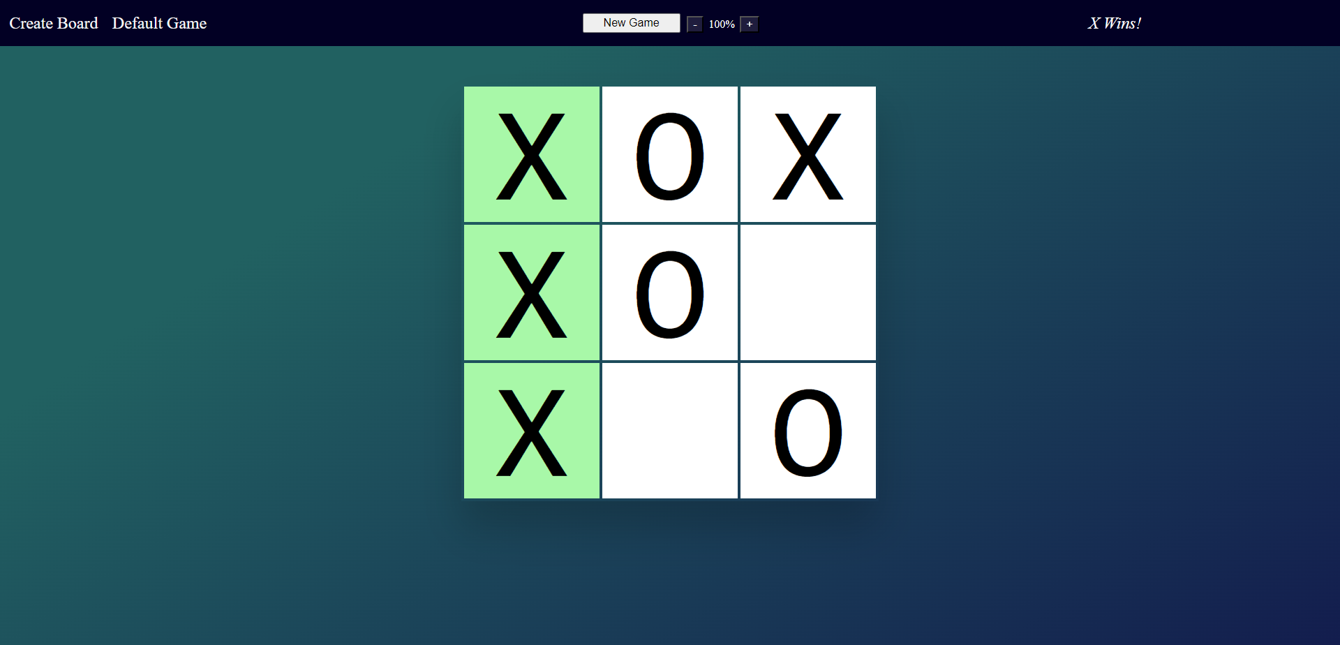 Screenshot of terminal TicTacToe